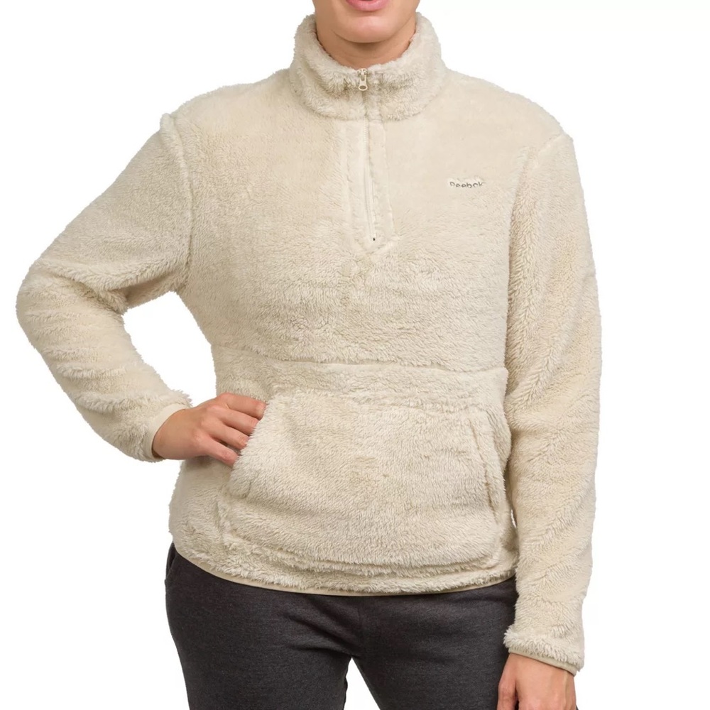 REEBOK Mock Neck‎ 1/4 Zip Sherpa Sweatshirt. Size Large